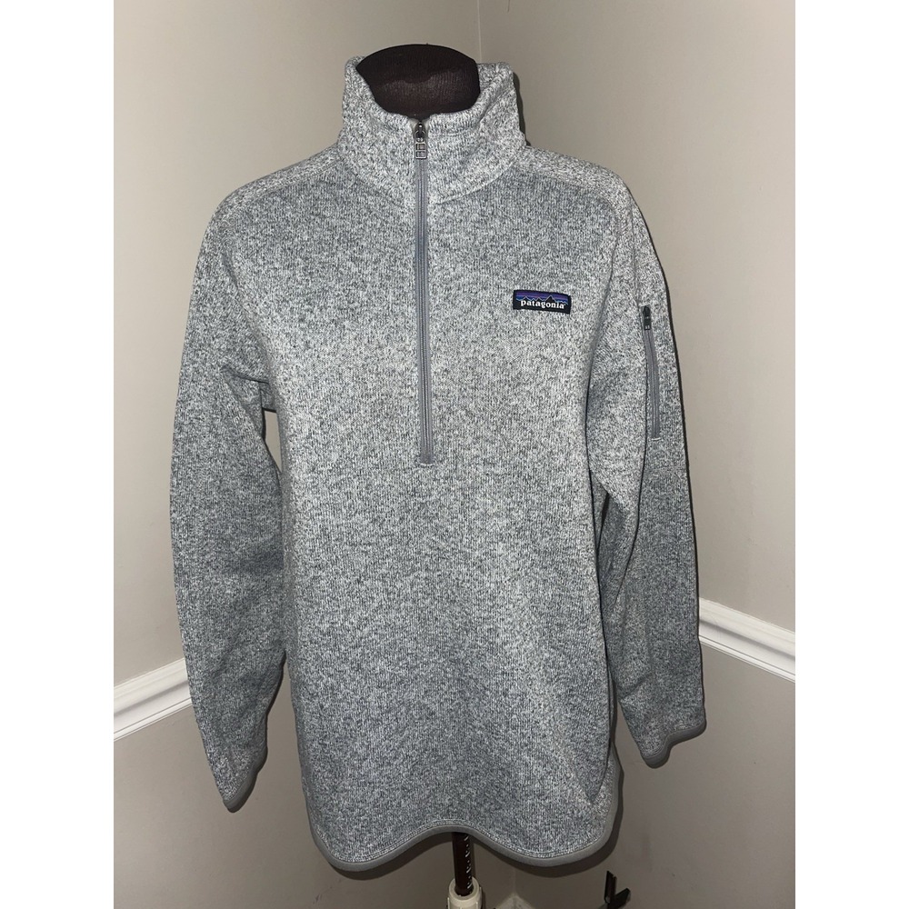 Patagonia Better Sweater 1/4 Zip Pullover Fleece Womens Birch White Gray Sz XL